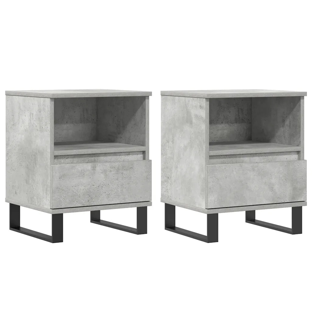 Comodini 2pz Grigio Cemento 40x35x50 cm in Legno Multistrato 830645