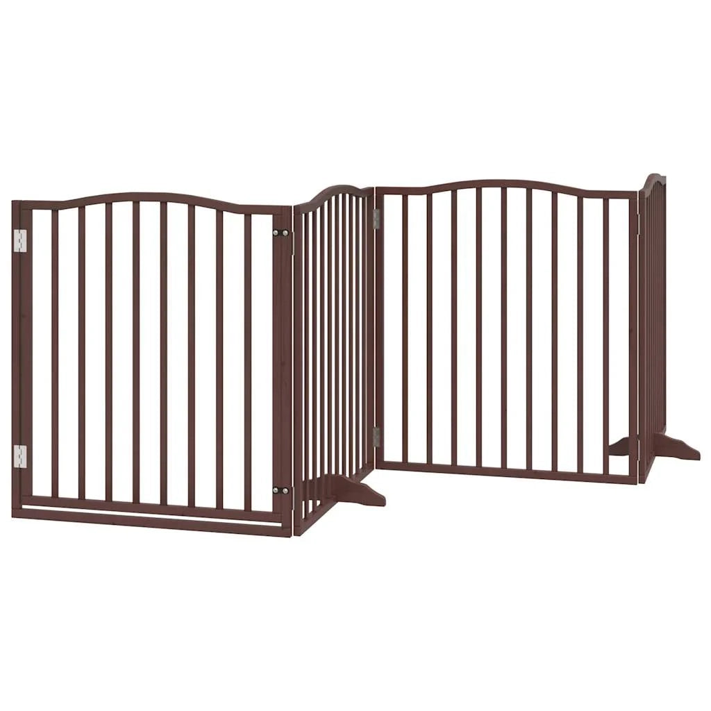 Cancelletto di sicurezza per animali domestici porta pieghevole 12 pannelli legno di pioppo marrone 02_0023138