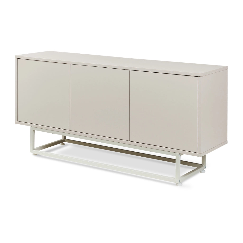 Armadietto Boxholm Credenza Bassa con 3 Ante Push-Open 120x30x55 cm Avena Oatmeal [en.casa]
