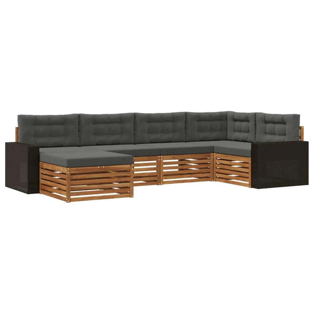 Set di divani da esterno con cuscino 6 pcs Naturale e Antracite 3383575