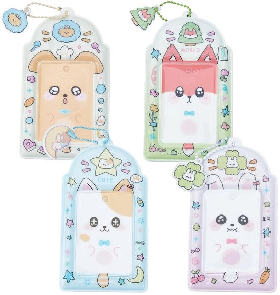 Supporto per foto 4 pezzi - Chiave animale - PVC - 14,2 x 8 cm - Kawaii - Decorazione elegante - Supporto per foto
