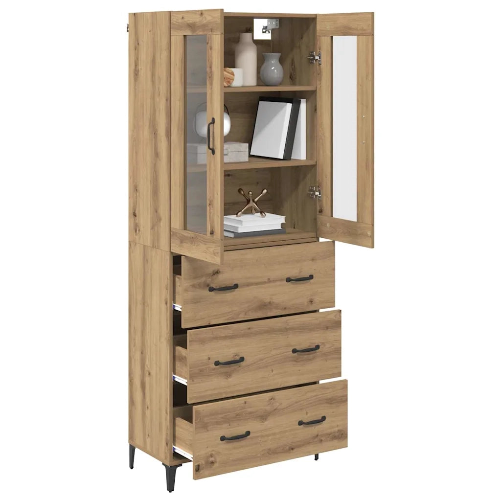 Credenza | Madia | Buffet da pranzo | Armadio da pranzo con cassetto Rovere artigianale 69,5 x 34 x 180 cm