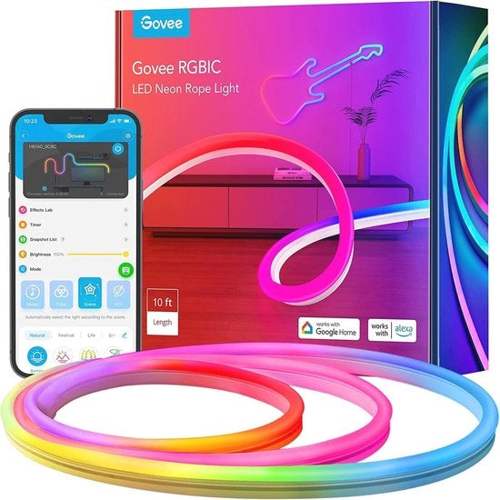Fascia LED a LED RGBIC 3 mette App di Controllo e Sincronizzazione Musicale - Illuminazione Flessibile per Salotto e Camera da Letto