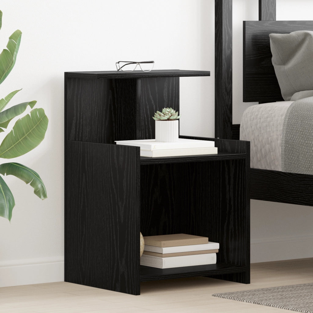Comodini 2 pz Rovere Nero 40x35x60 cm Legno ingegnerizzato