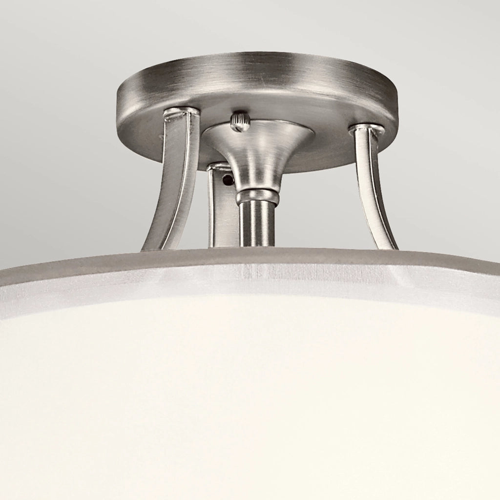 Lampada A Soffitto Contemporanea Lacey Acciaio Peltro Antico Tessuto 3 Luci E27