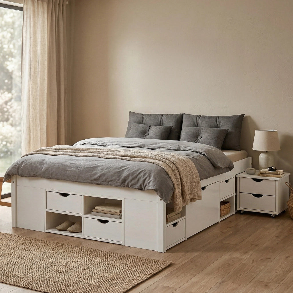 Letto Matrimoniale Ravanusa, Letto Matrimoniale Contenitore, Bianco