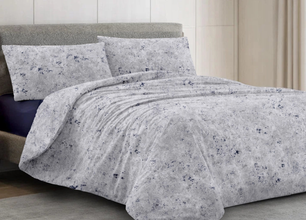 Copripiumino Sacco Piumone 100% Cotone Made In Italy Disegno Mitril - Piazza E Mezza - Zaffiro