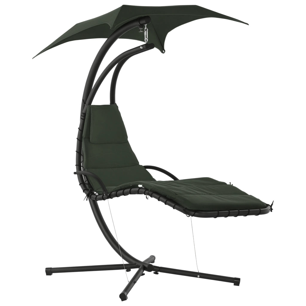Poltrona a dondolo sospesa per esterni con parasole ¨C Zephmum ¨C Grigio scuro Nero 190x110x190 cm