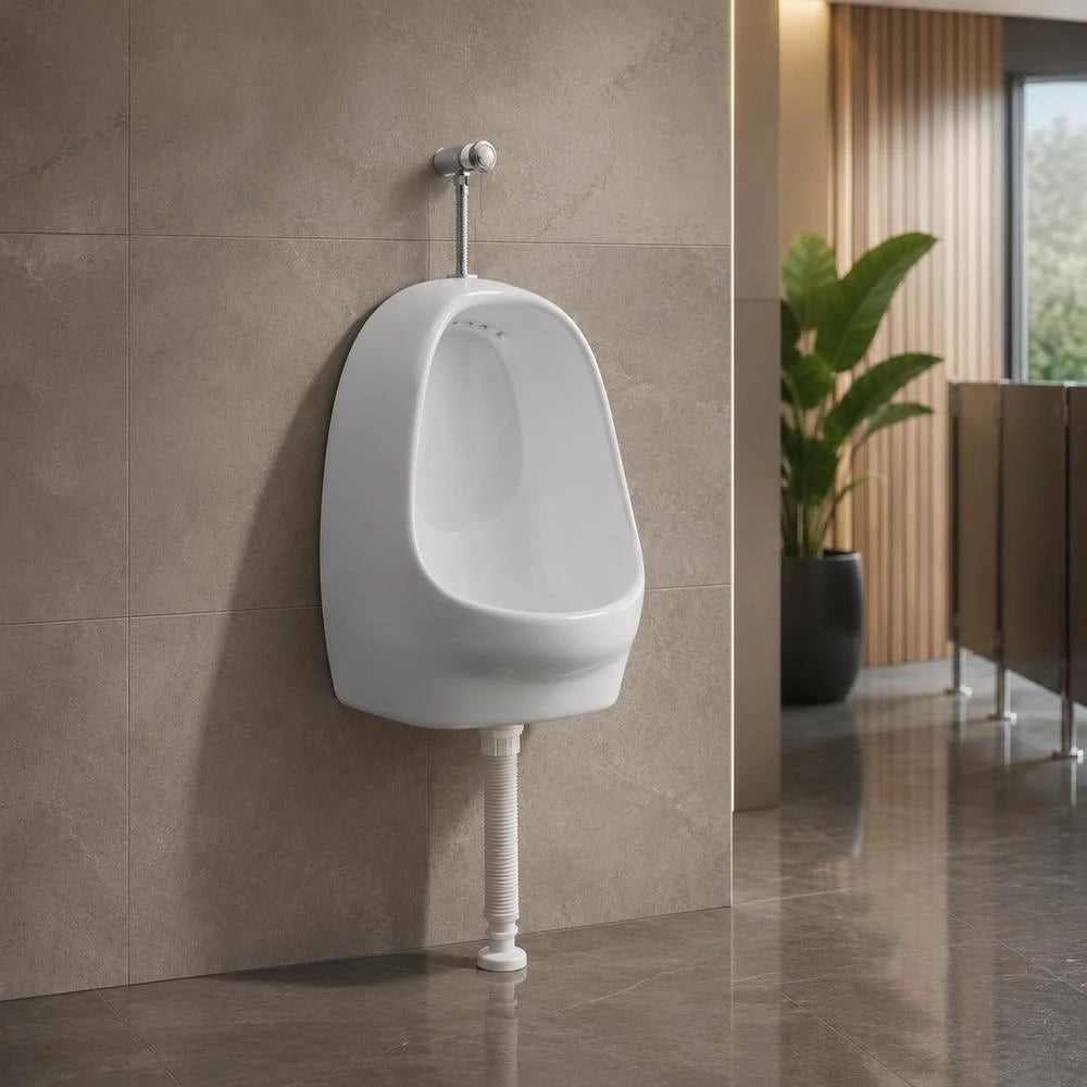 Wall-mounted Urinal With Flush Valve, Ceramic, White