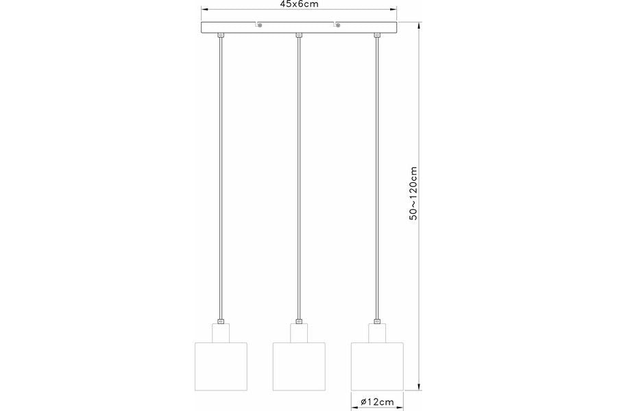 Lampada sospensione barra Elmo Reality nera 3xE14 vetro