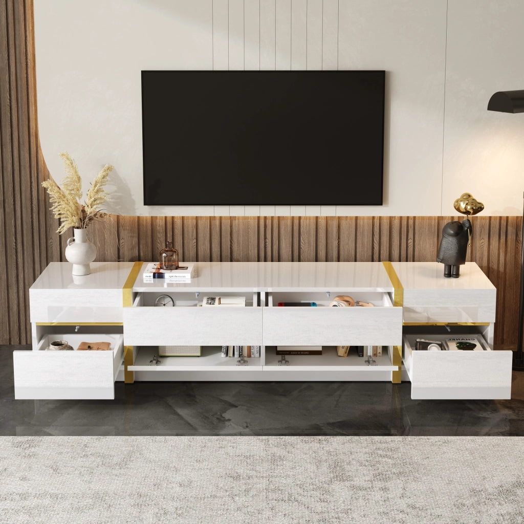 Cassettiera per TV bianca in MDF e truciolare lunghezza 180 cm