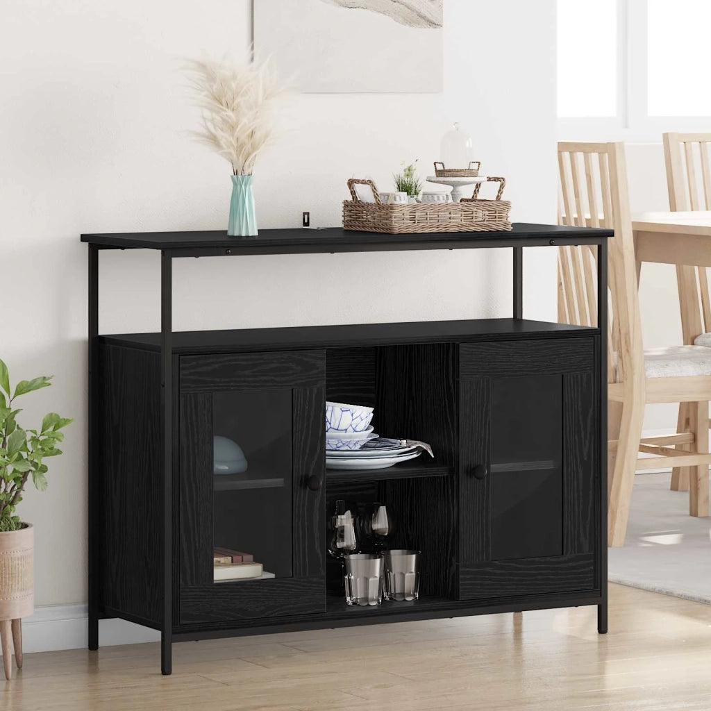 Credenza Rovere Nero 100 x 35 x 80 cm Legno multistrato