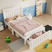 Letto Singolo in Legno Massello con Cassetti e Contenitore ¨C MINIMAL ¨C Bianco 90x200