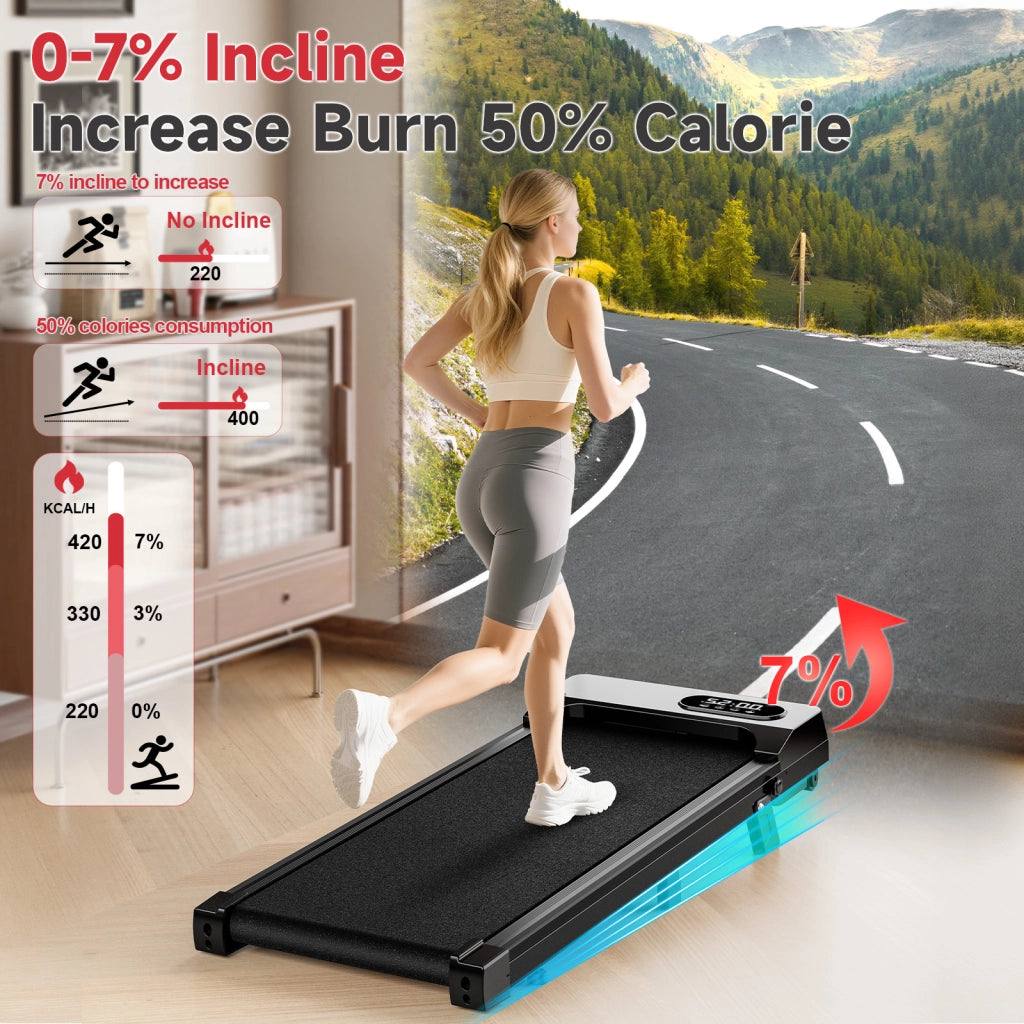 Tapis roulant 2 in 1, Tapis roulant portatile  con telecomando, 8 km/h, capacità di carico 120 kg, super silenzioso, display LED, 2,5 HP