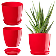 Vaso da fiori KADAX con sottovaso e coperchio in plastica, 28 cm, fiori rossi Kadax