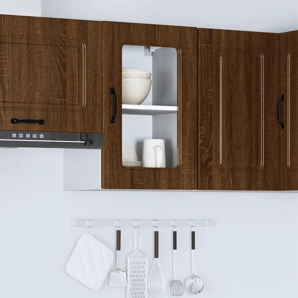 Pensile da Cucina con Porta in Vetro Kalmar Rovere Marrone