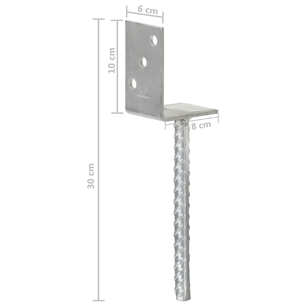 Ancoraggi per recinzione 12 pz argento 8x6x30 cm acciaio zincato 145325
