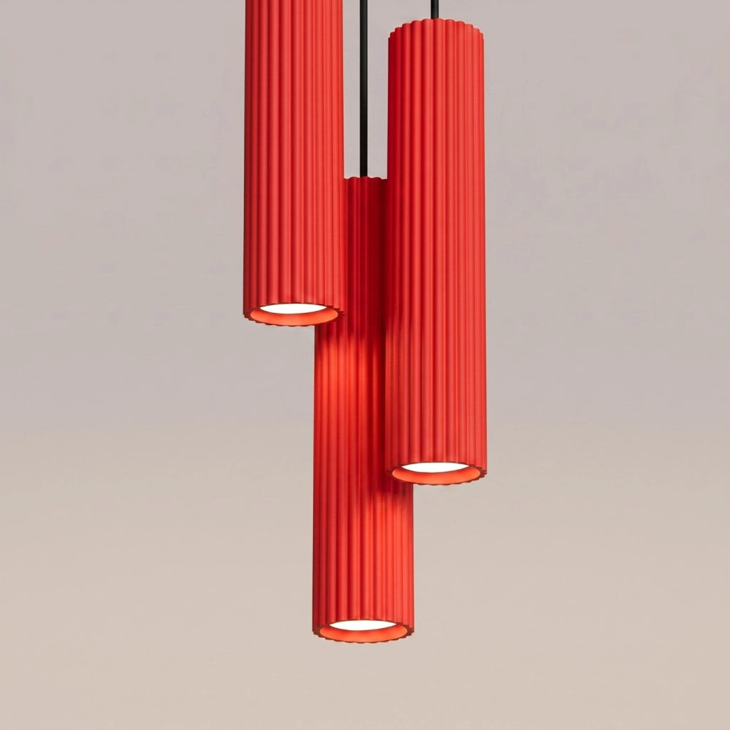 Lampada a sospensione KARBON 3P rosso