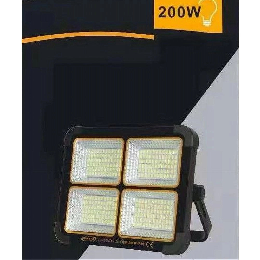Trade Shop - Faro Proiettore Ricaricabile Pannello Solare 200 W Usb Power Bank Ip65 S18b-200w -