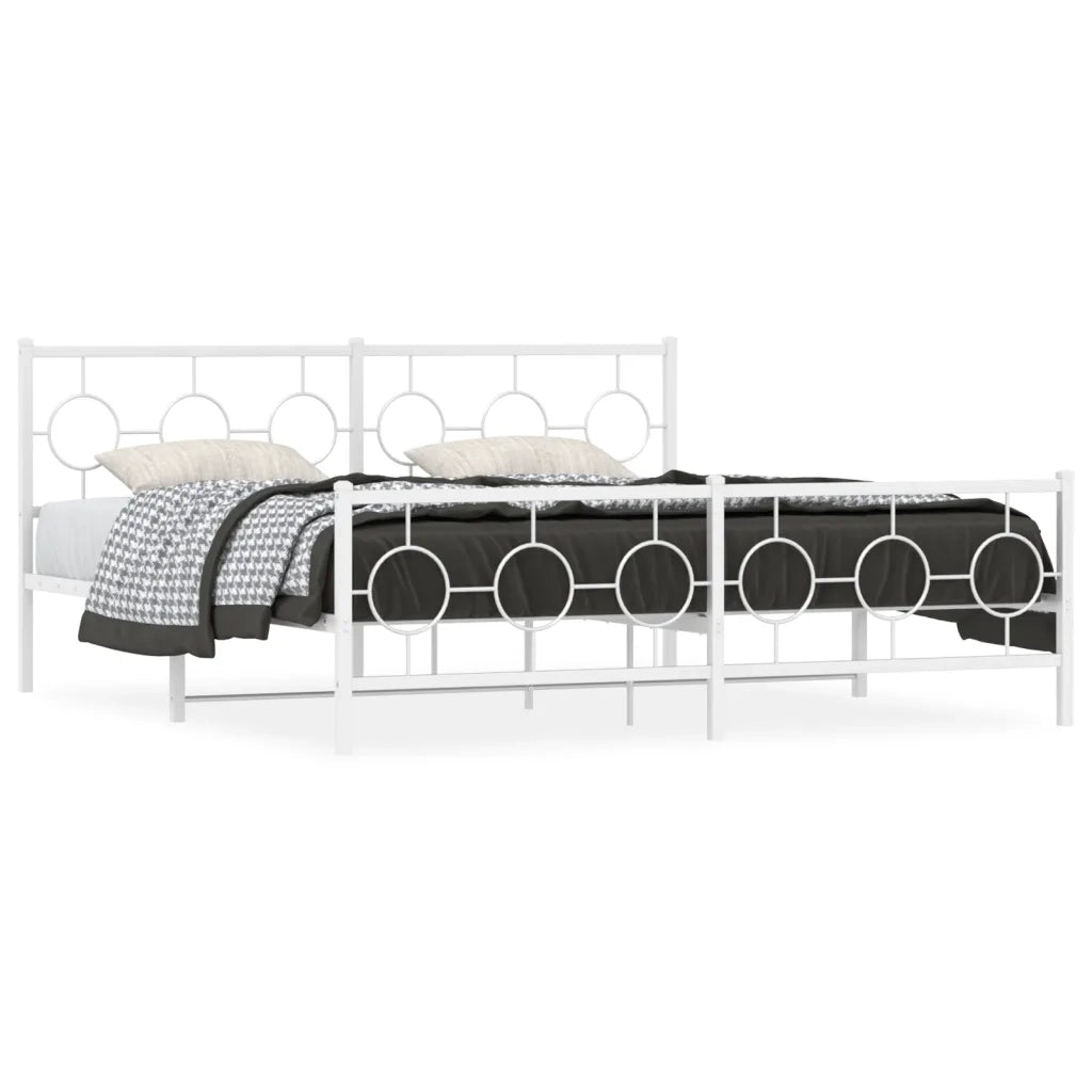 Giroletto con Testiera e Pediera-Struttura Letto Metallo Bianco 183x213 cm 912186