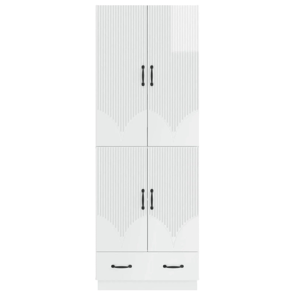 Set di armadi 2 pcs Bianco Lucido Legno ingegnerizzato