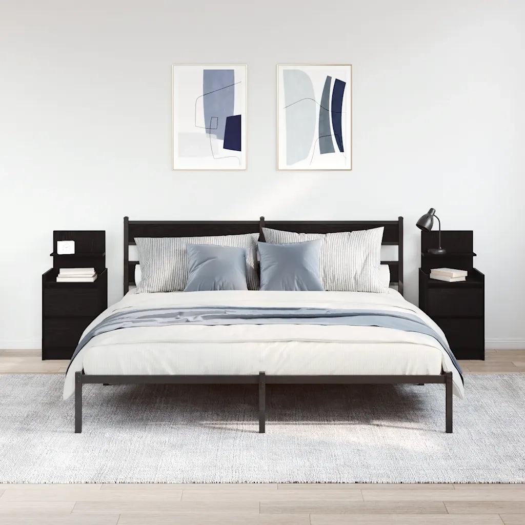 Comodini con 2 Cassetti 2 pz Rovere Nero 38x34x80 cm