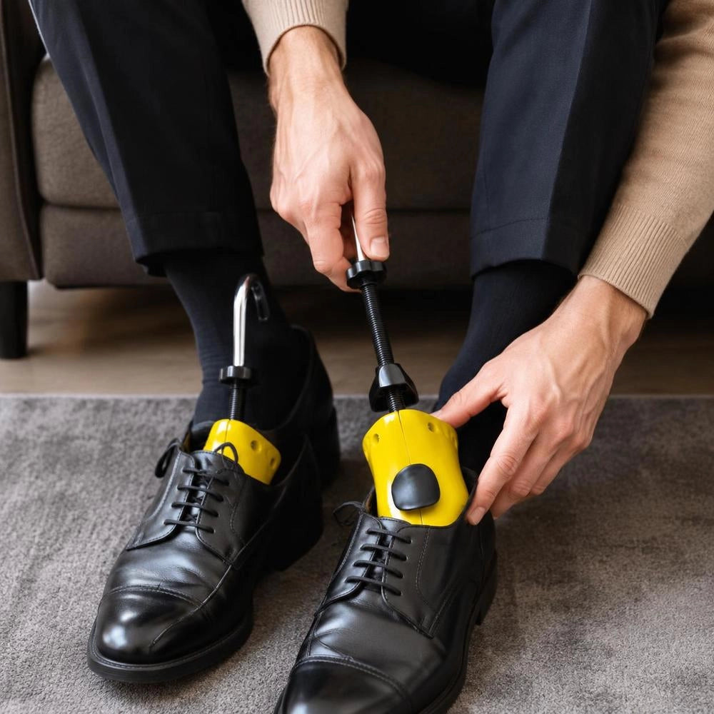 Shoe Tree With Shoehorn, Yellow, EU Size 41-46, Plastic