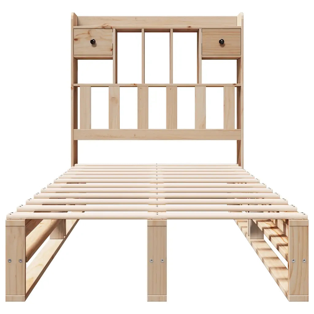Letto Libreria senza Materasso 90x190 cm Legno Massello Pino 3323977