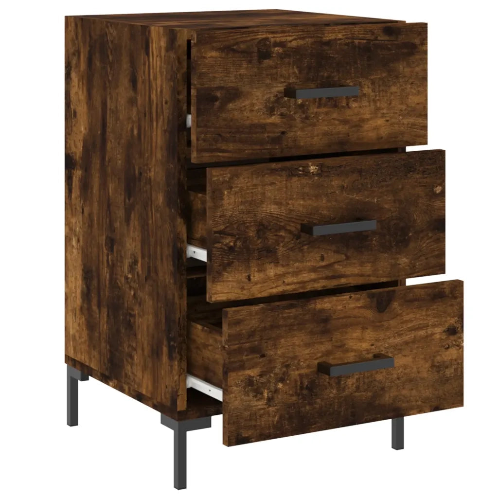 Comodino | Armadio da Notte | Mobiletto da notte Rovere Fumo 40x40x66 cm in Legno Multistrato