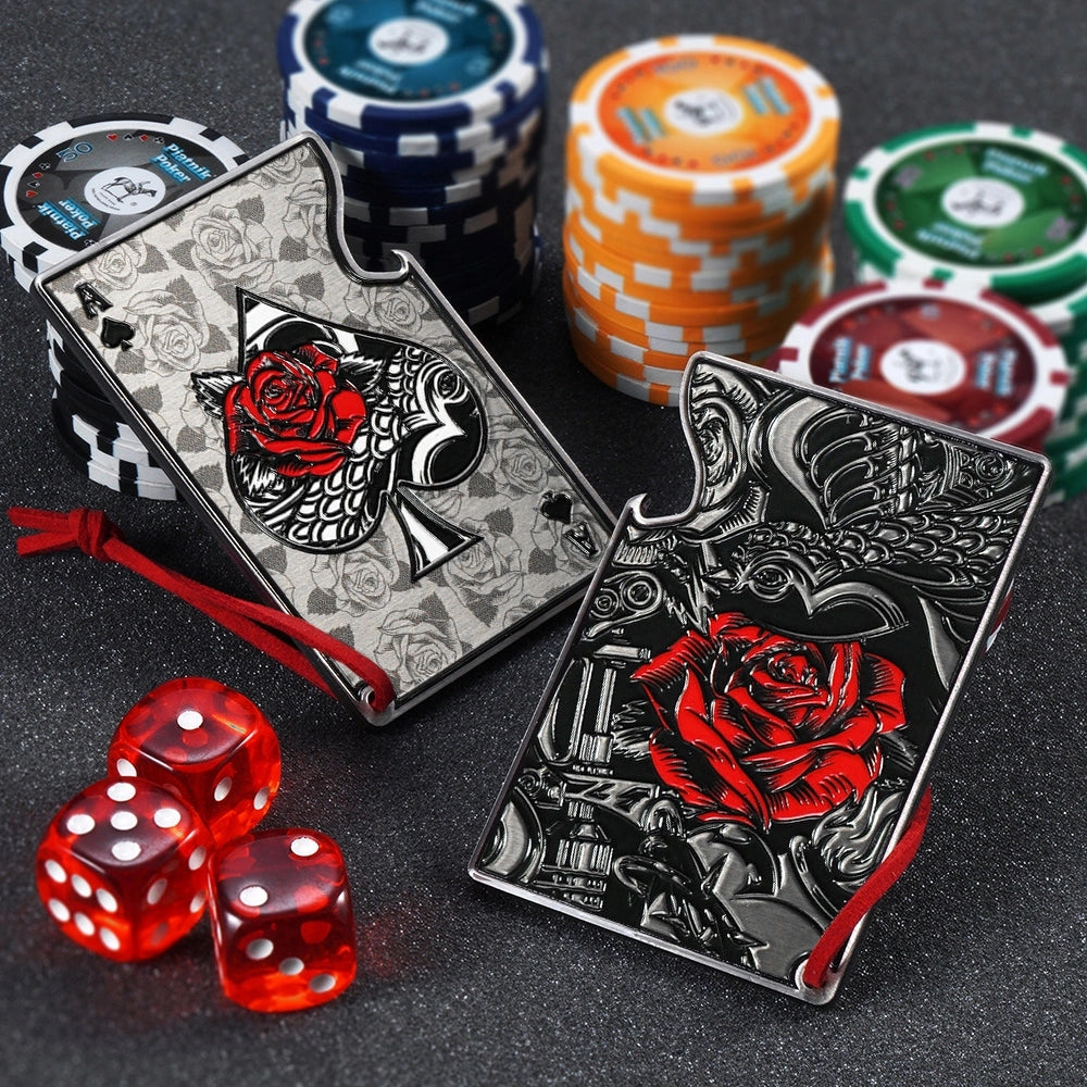 Apribottiglie KADAX, bottiglia di birra in metallo, asso di picche, carta regalo da poker