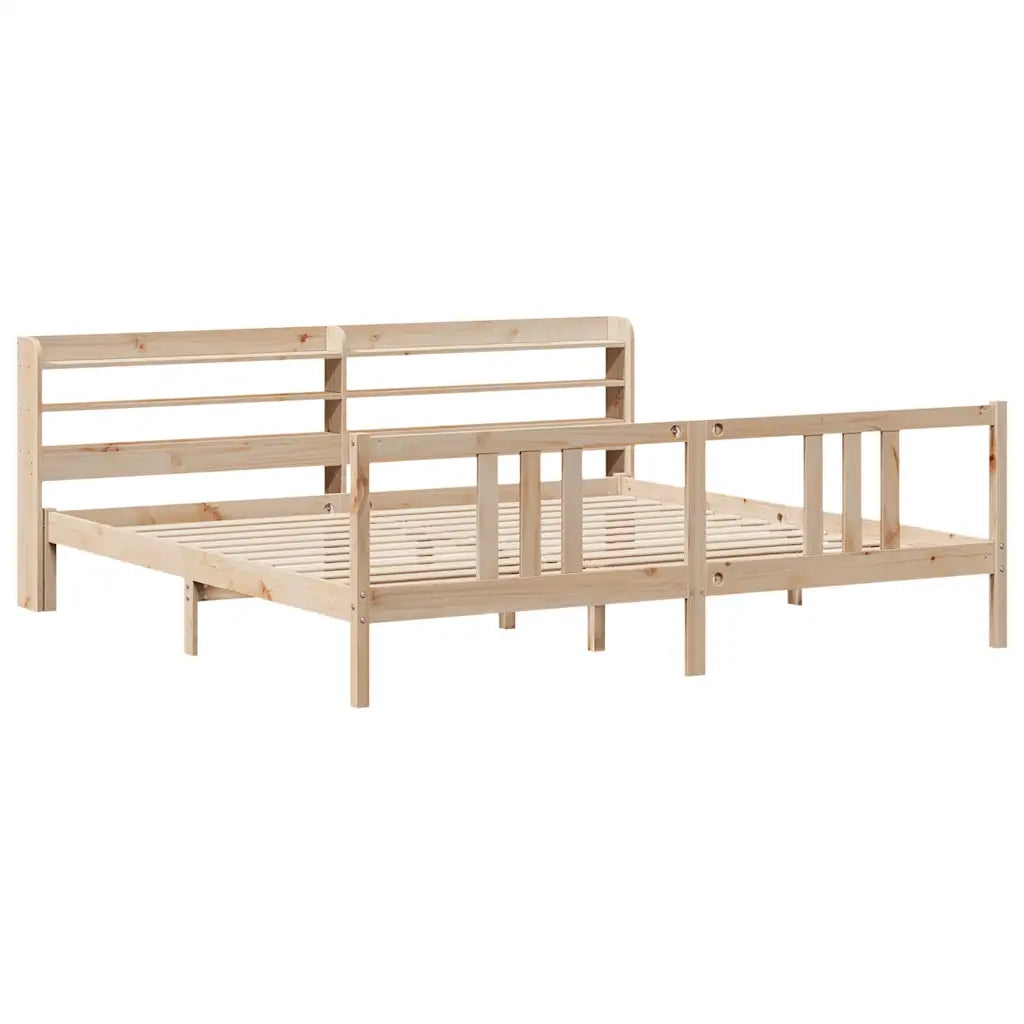 Giroletto con Testiera-Struttura Letto con testiera 200x200 cm in Legno Massello di Pino 669672
