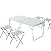 Tavolo Pieghevole Campeggio PicNic 120x60 H 55-70cm con 4 Sgabelli Alluminio
