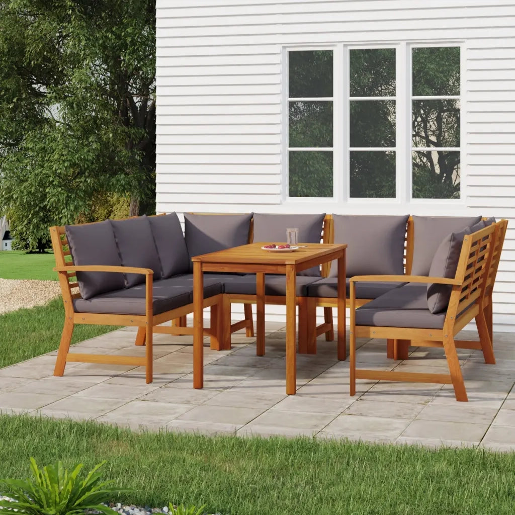 Set da Pranzo Giardino 7pz con Cuscini Legno Massello di Acaciacod mxl 117557