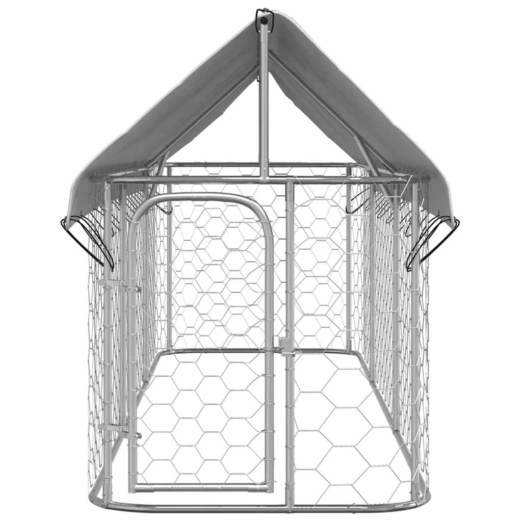 Gabbia/recinto per animali da esterno con tetto 400 x 100 x 150 cm Argento 02_0041909
