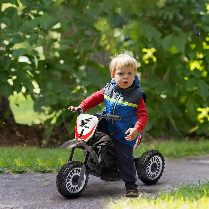 MOTO DA CROSS ELETTRICA PER BAMBINI LICENZA HONDA CRF450RL A 3 RUOTE CON CLACSON, 71X40.5X43.5 CM, GRIGIO