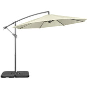 Ombrellone Decentrato Ø292x247 cm con Base a Croce Riempibile e Copertura Beige