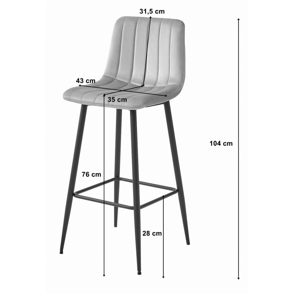 Set di 4 sgabelli bar Pozza in velluto blu e gambe nere