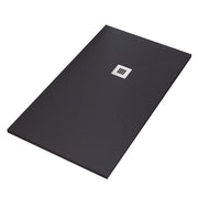 Piatto doccia nero in marmoresina con griglia inox e piletta gratis - star plus, misura 70x160