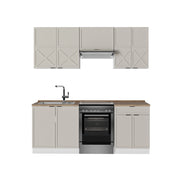Cucina componibile Fame-Line GrigioBeige/Bianco 200 cm, PL Rovere Vicco