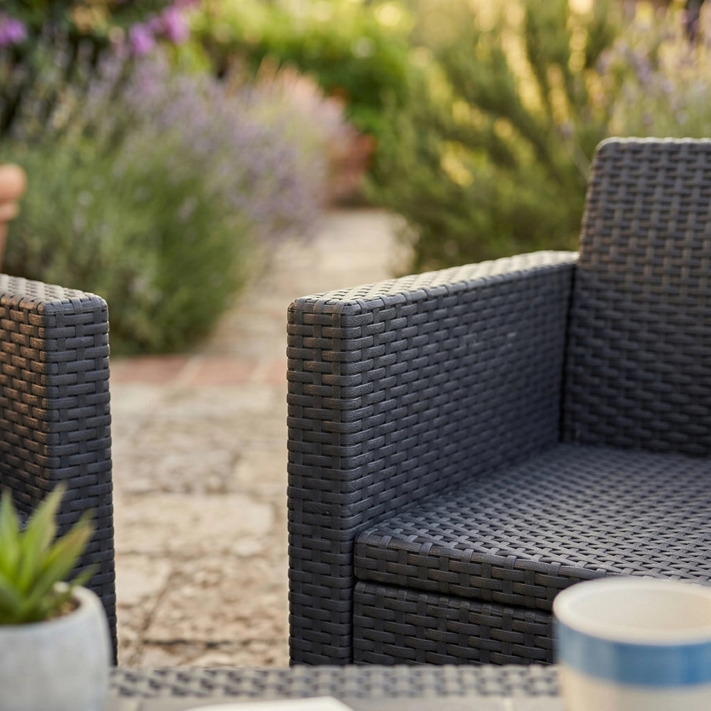 Salottino Outdoor Rosta, set Salotto da Esterno 2 Posti Made in Italy, Grigio Antracite
