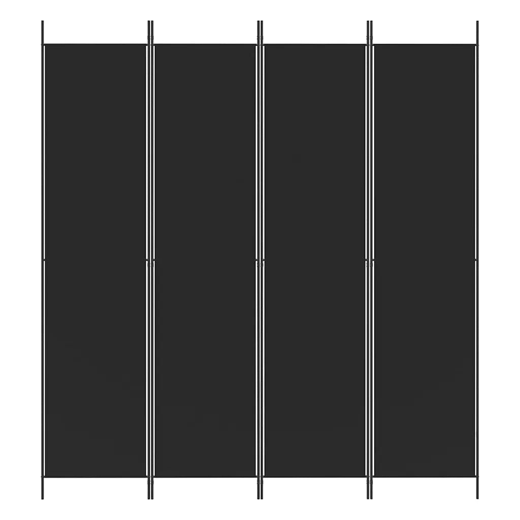 Divisorio Ambienti | Divider per stanze | Paravento a 4 Pannelli Nero 200x220 cm in Tessuto