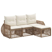 Set Divano da Giardino 4 pcs Beige e Bianco Crema polyrattan 3435399