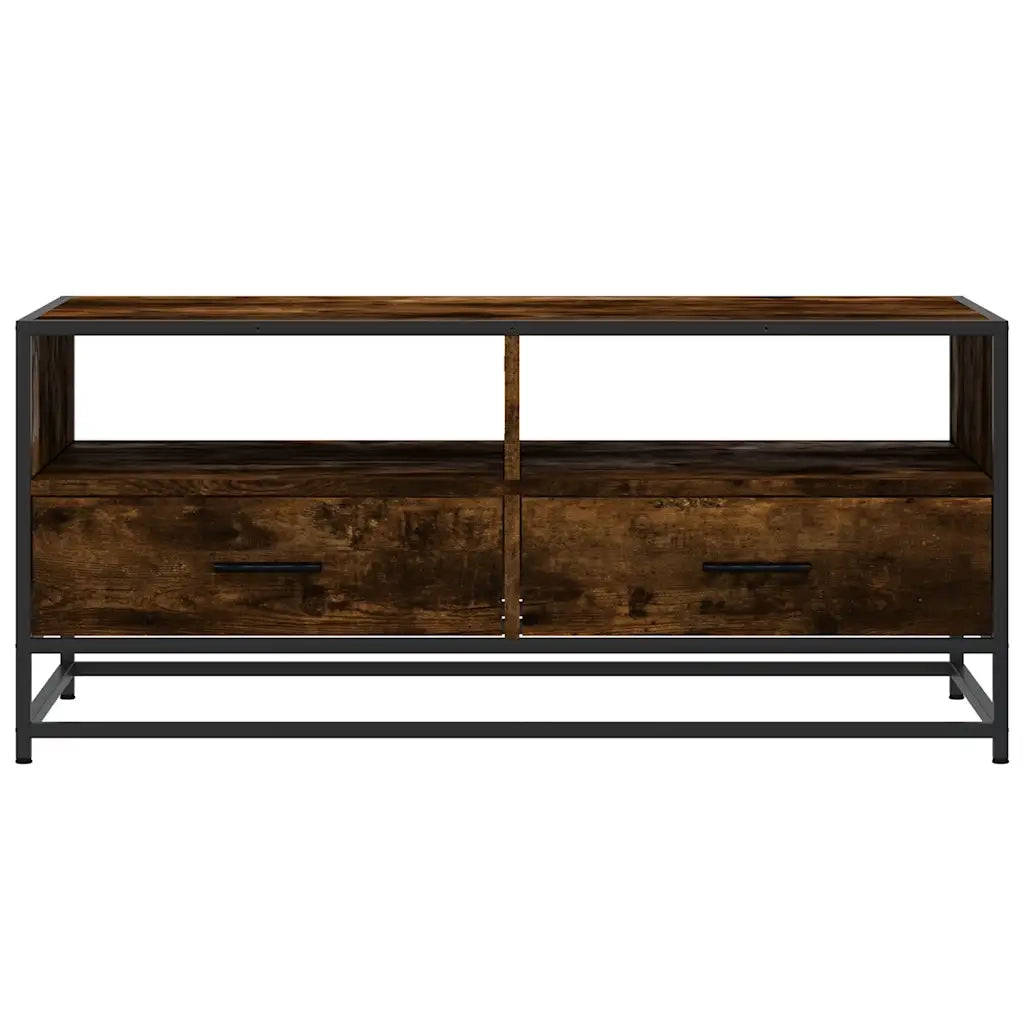 Tavolino Rovere Fumo 100x50x45cm in Legno Multistrato e Metallo