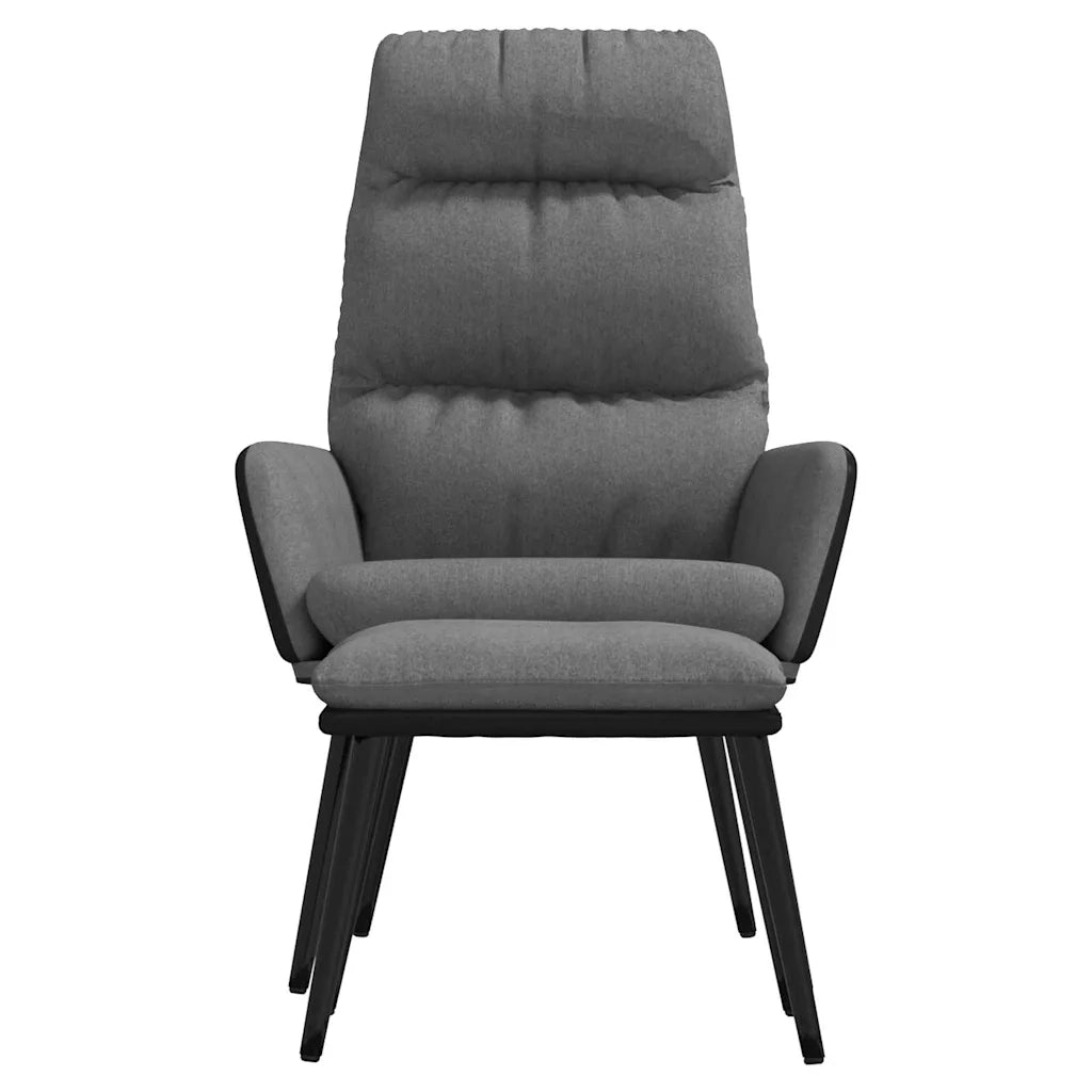 Divano Sedia-Poltrona Relax con Sgabello Grigio Chiaro Tessuto e Similpelle