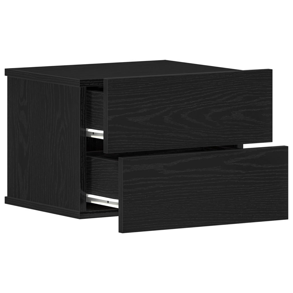 2 Comodini Rovere Nero 40x30x30 cm in Legno Ingegnerizzato