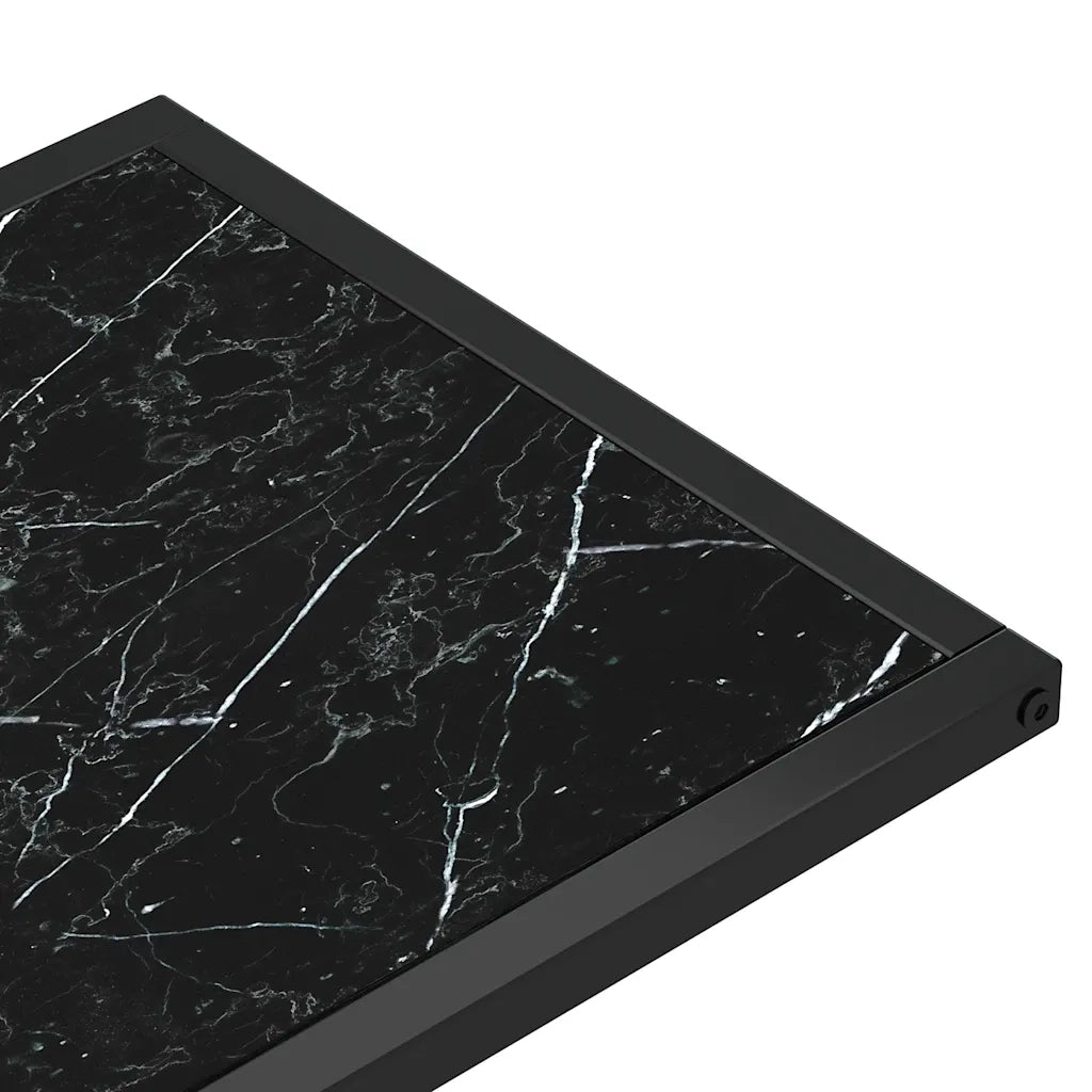 Tavolino | Tavolo laterale per Computer Marmo Nero 50x35x65 cm Vetro Temperato