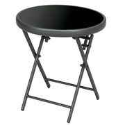 Tavolino pieghevole da caff¨¨ ¨C zephmum ¨C nero, vetro temperato, acciaio, ?45x50 cm