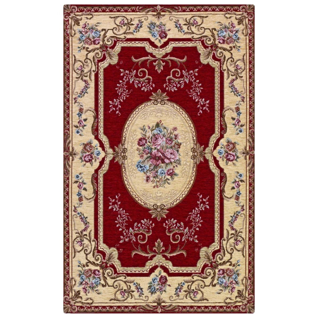 Coppia Tappeti AUBUSSON ROSSO cm.65x110 in ciniglia multiuso lavabile antiscivolo