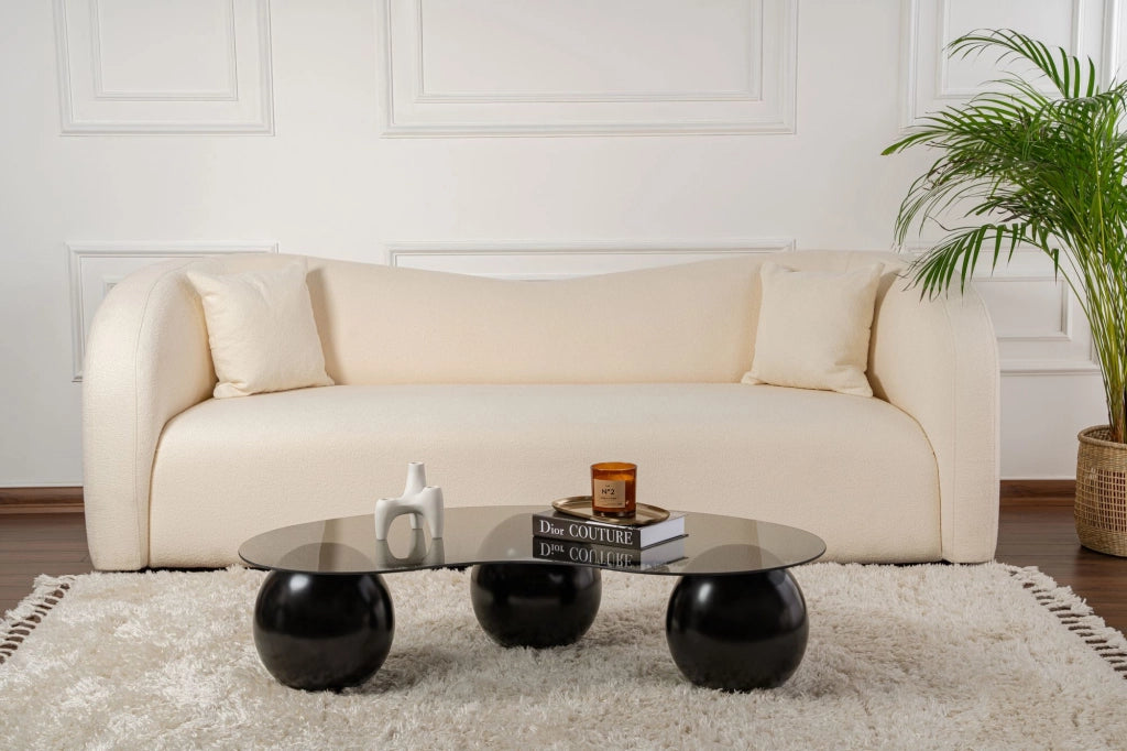 Tavolino in vetro "Sphere" - 120 x 70 x 30 cm - Nero