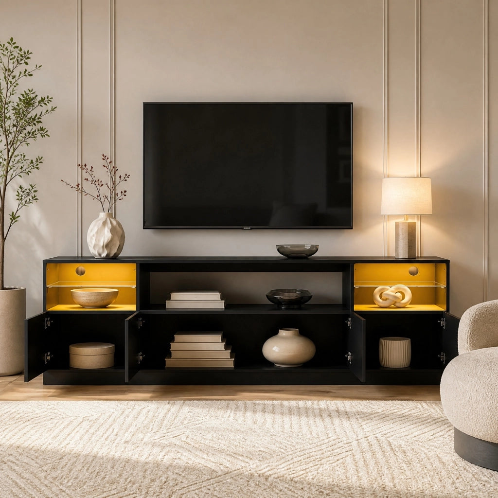 MOBILE TV LED 180 x 35 x 60 cm Nero Lucido in Truciolare